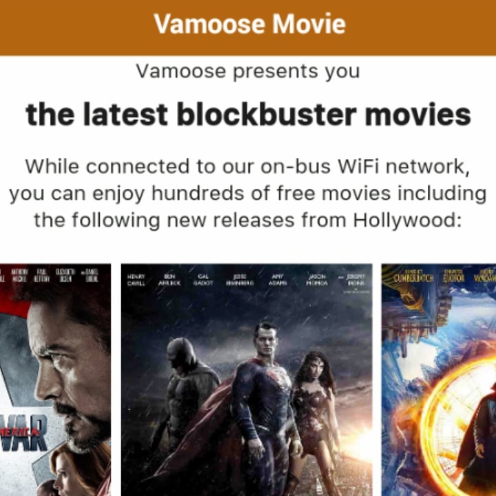 Free movies on the Vamoose Gold Bus